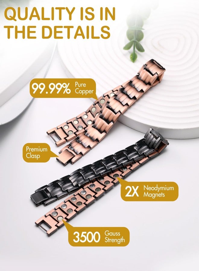 Feraco Men's Copper Magnetic Bracelet Elegant 99.99% Solid Copper Bracelets with Double-Row Strong Magnets,Magnetic Jewelry - Image 4